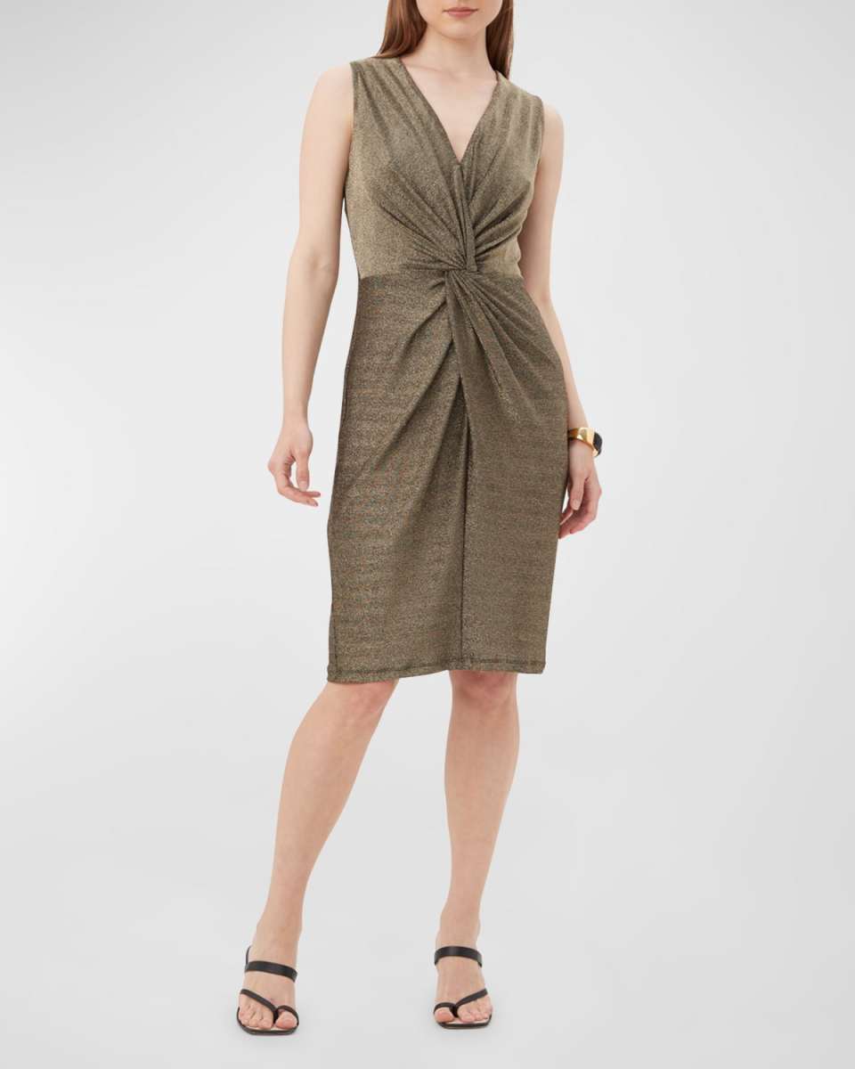 Sayo Twist-Front Shimmer Jersey Dress